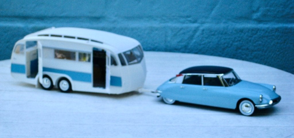 Citroën DS 19 1959 inclusief Henon Caravan Schaal 1:18, Ophalen of Verzenden, Nieuw, Auto, Norev