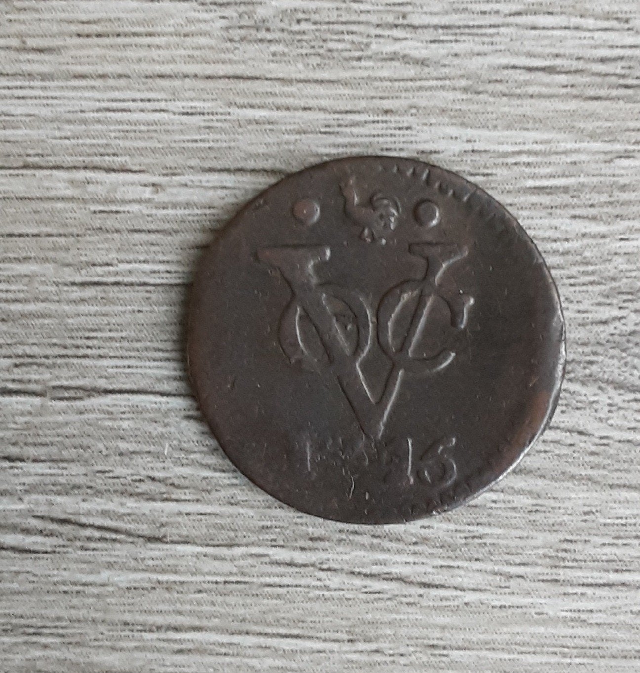 VOC duit West Friesland 1746 - Haan muntmeesterteken, Ophalen of Verzenden, Vóór koninkrijk, Overige waardes, Losse munt