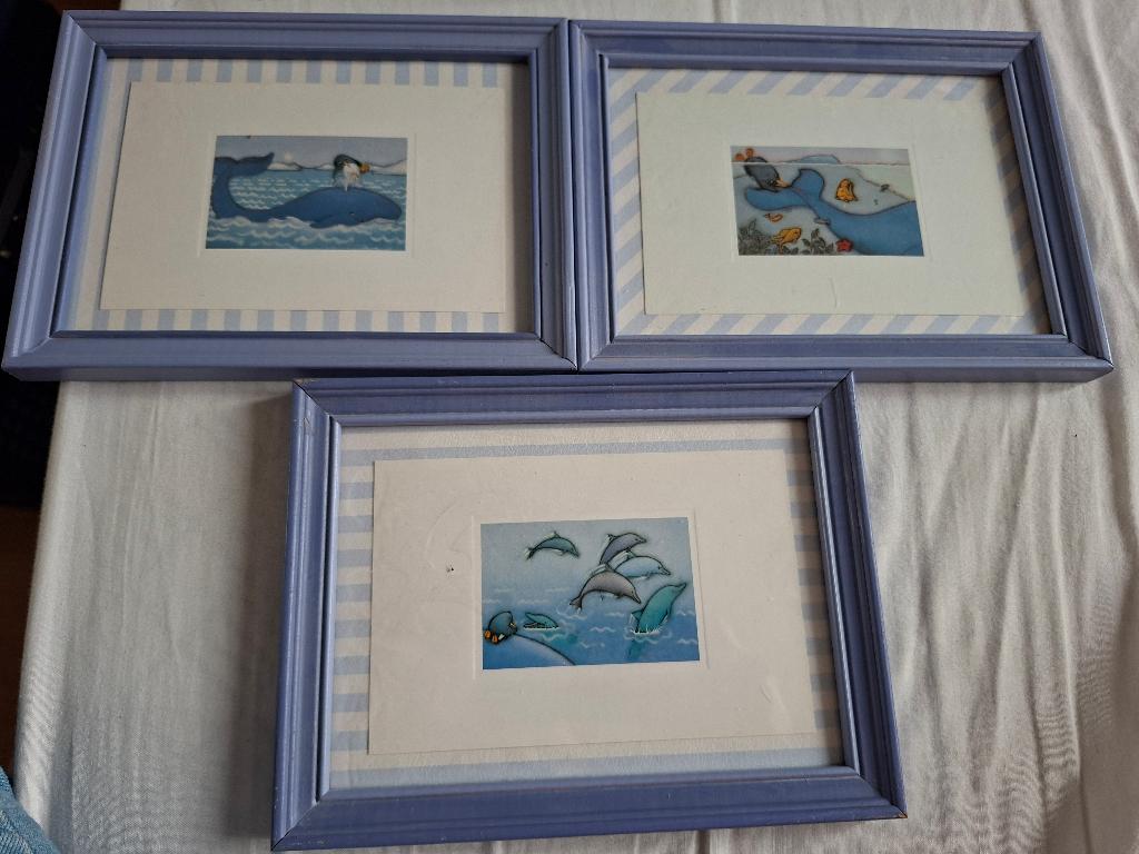 3 kleine schilderijtjes, ca. 20,5 x 15,5 cm., Ophalen of Verzenden, Minder dan 50 cm, Schilderij, Minder dan 50 cm