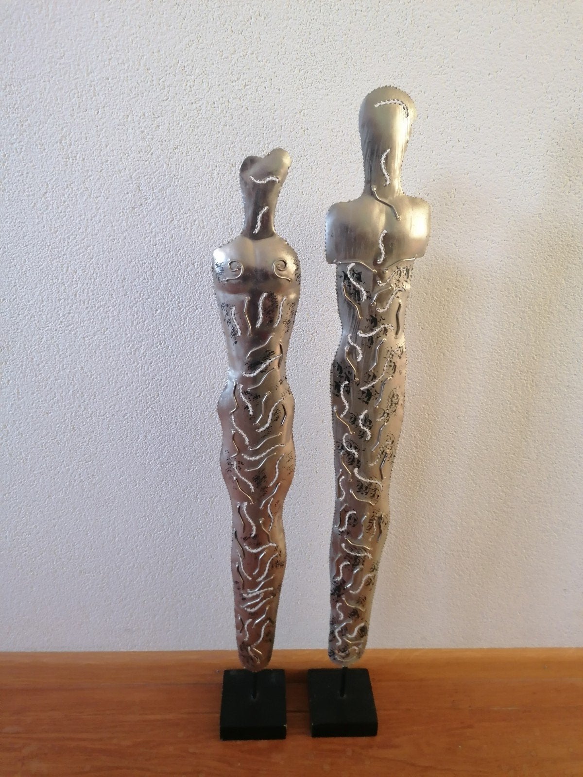 Set van 2 moderne, abstracte metalen sculpturen, 50 - 100 cm, Op sokkel, Beeld, Abstract