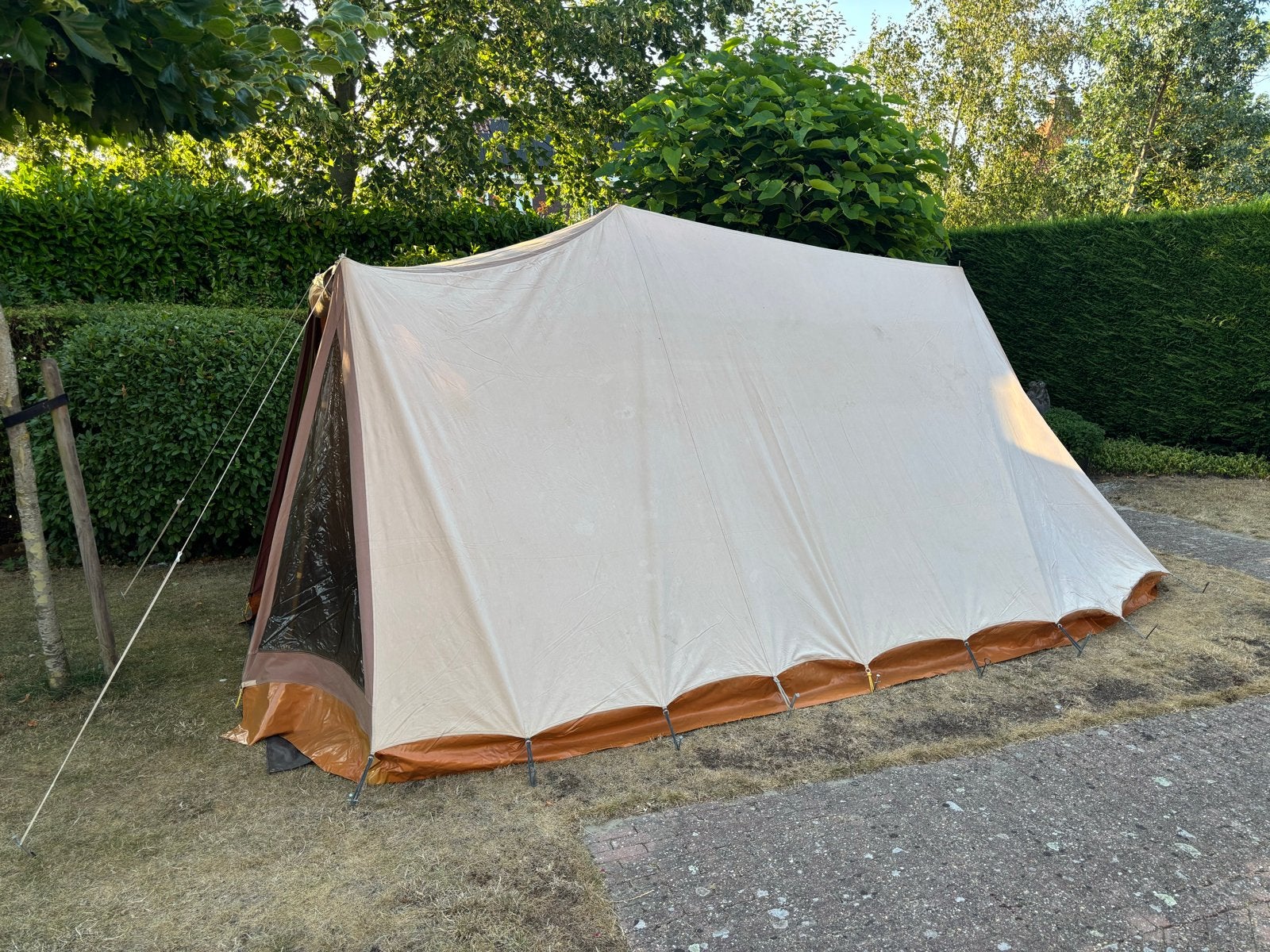 Vintage katoenen tent voor 2 à 3  personen, Caravans en Kamperen, Tenten, Ophalen, Gebruikt, Tot en met 3