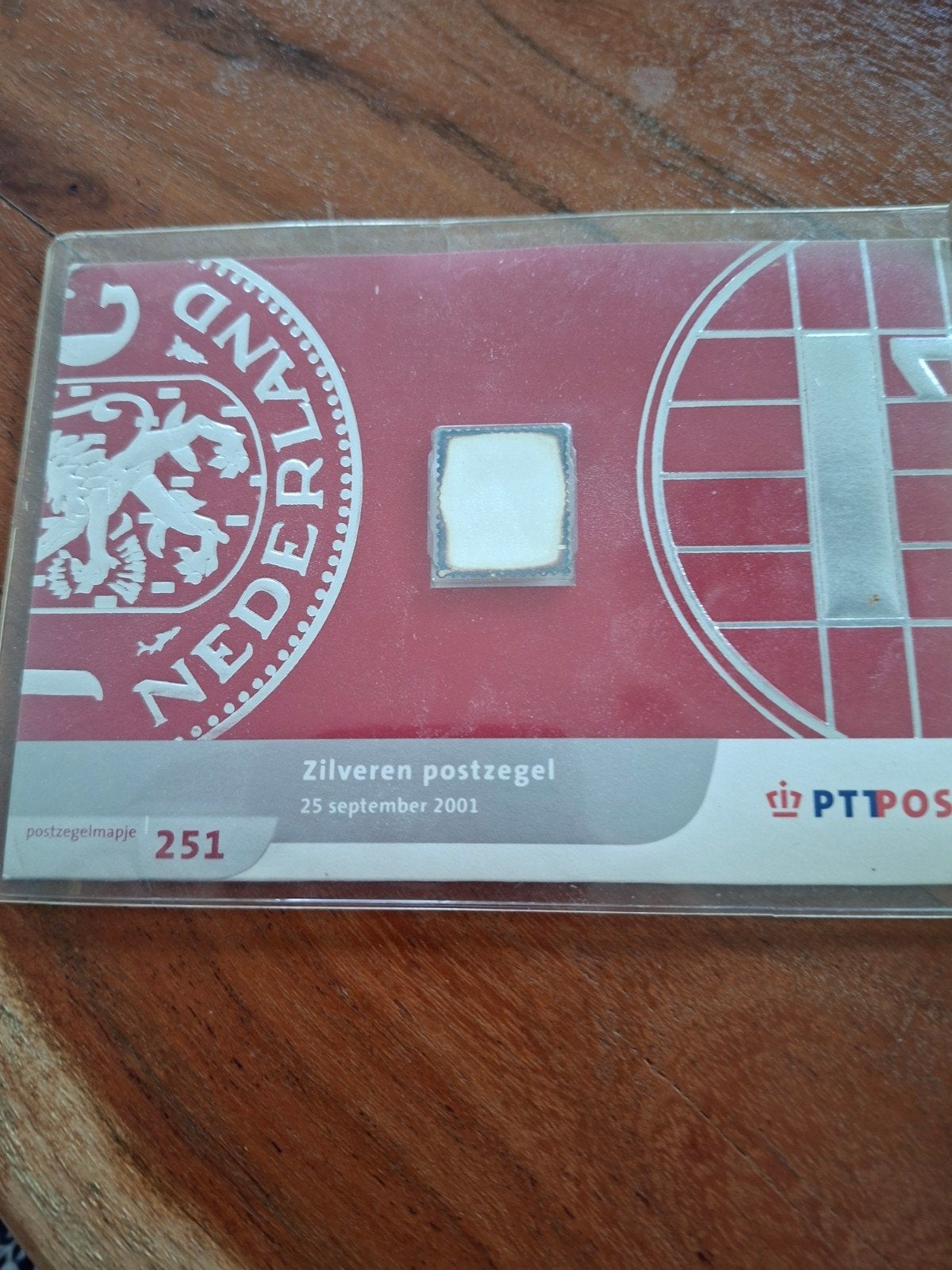 Zilveren postzegel PTT Post 25 september 2001, Postzegels en Munten, Ophalen of Verzenden