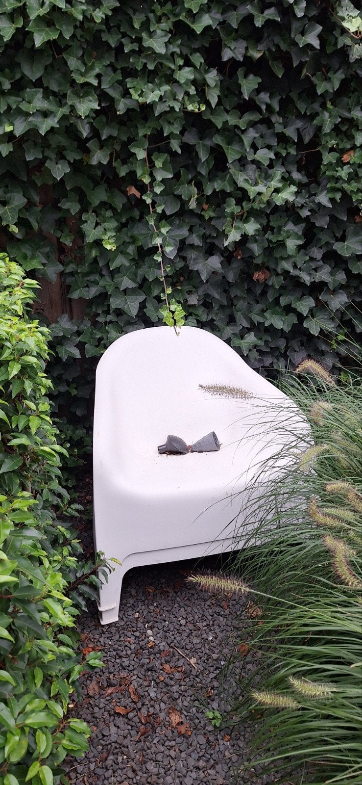 Witte kunststof tuinstoel, stapelbaar 2 stuks, Tuin en Terras, Tuinstoelen, Ophalen, Gebruikt, Kunststof, Stapelbaar