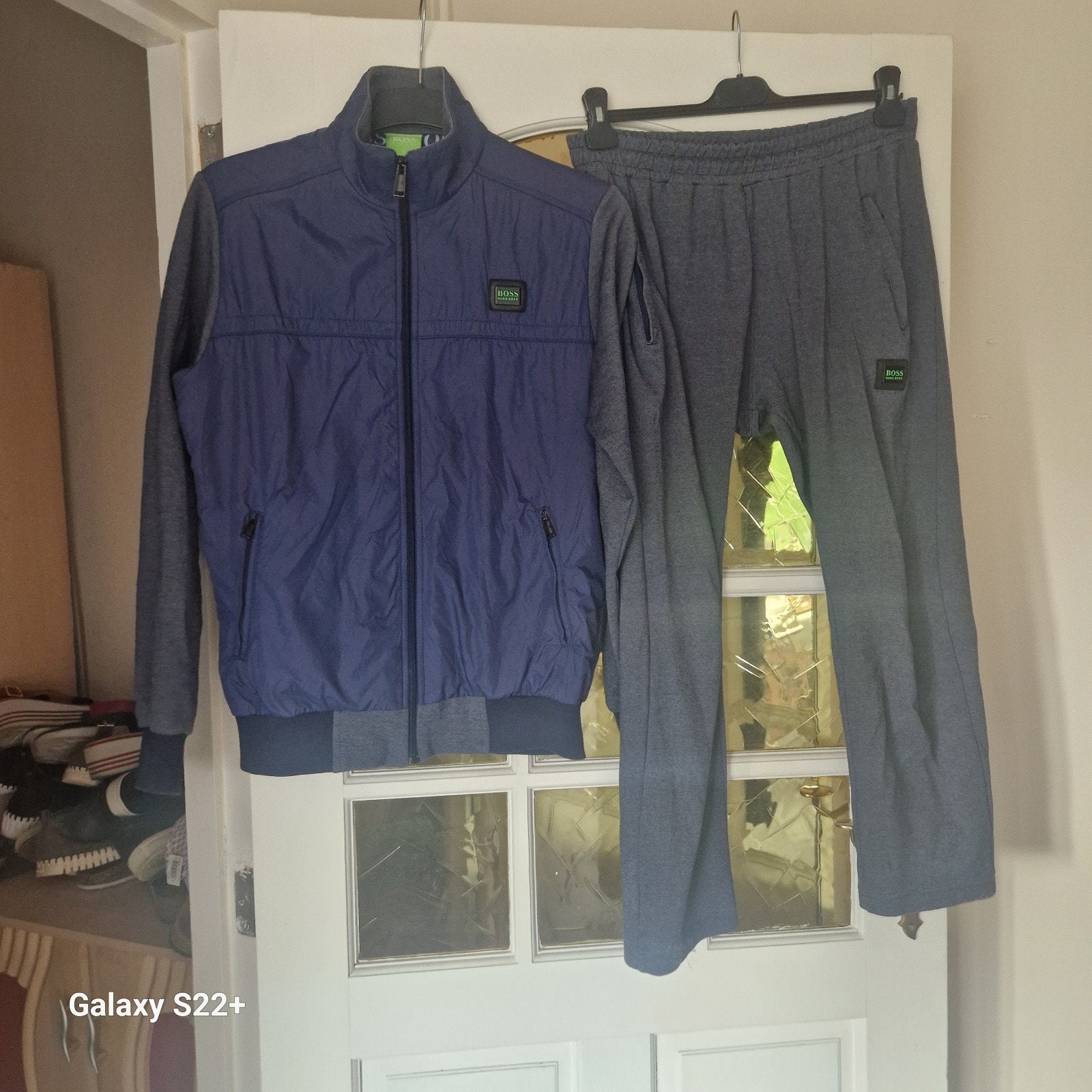 Hugo Boss Trainingspak Set - Jas en Broek Maat L, Maat 52/54 (L), Blauw, Ophalen of Verzenden, Zo goed als nieuw