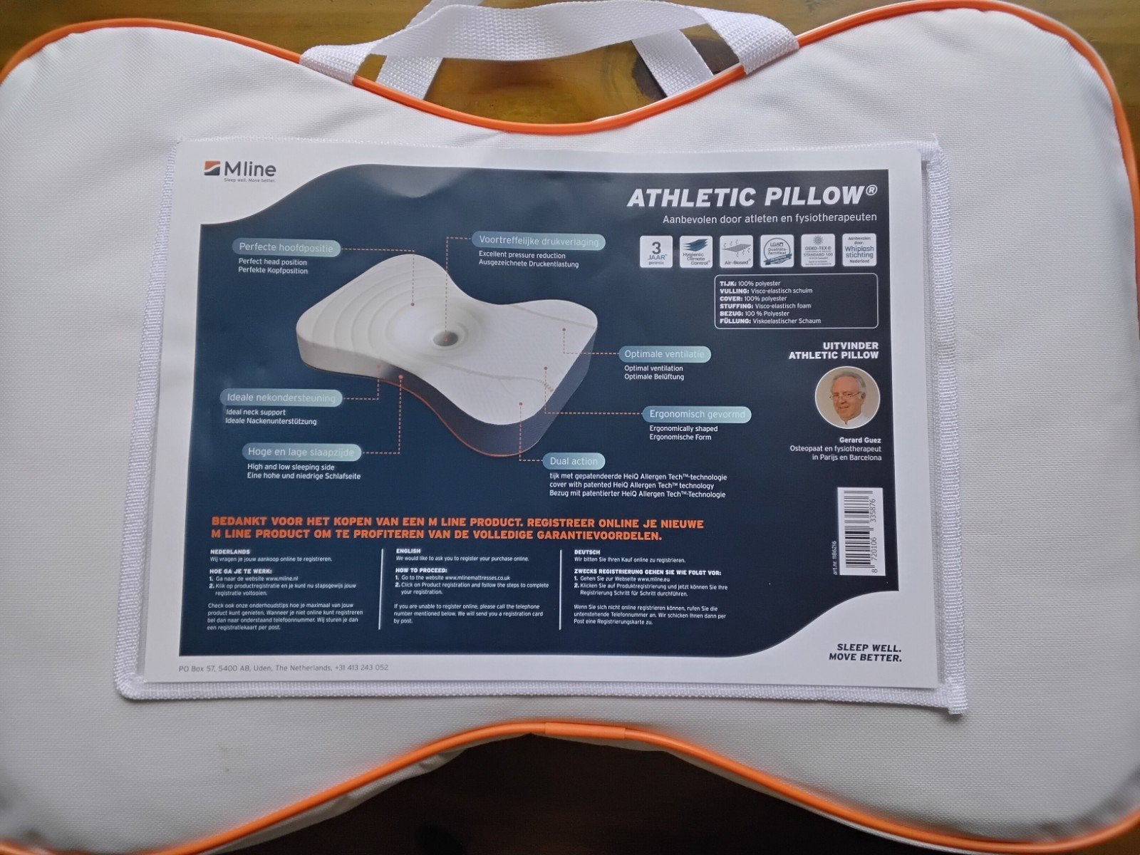 Mline Athletic pillow, Schuim, Eenpersoons, Wit, Nieuw