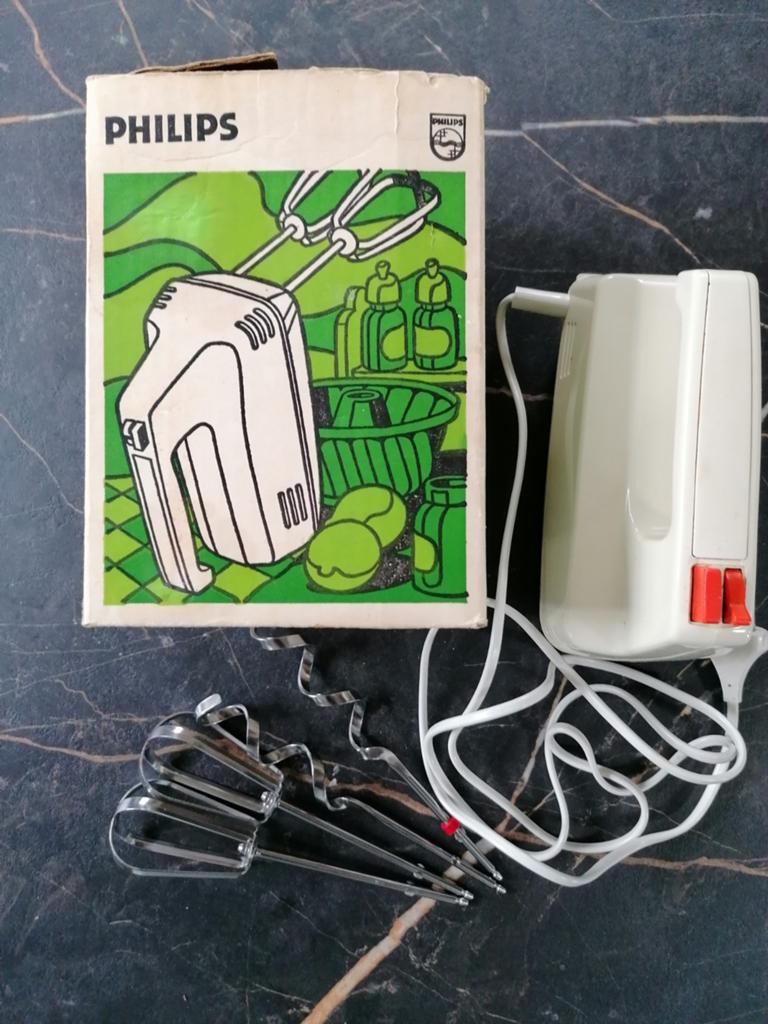 Vintage HR1178 Philips mixer met originele doos, Witgoed en Apparatuur, Keukenmixers, Ophalen of Verzenden, Gebruikt, 3 snelheden of meer