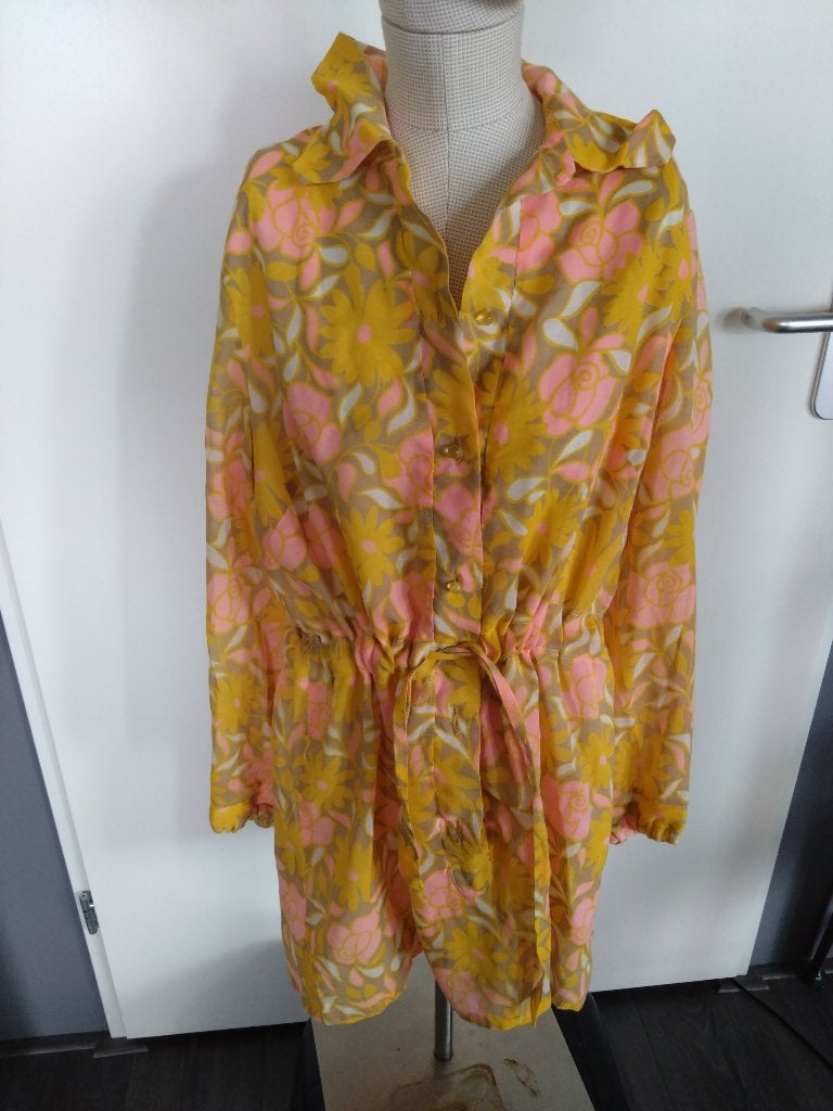 Vintage jurk zomerkleuren maat C42, Maat 38/40 (M), Meerkleurig, Ophalen of Verzenden, Gedragen