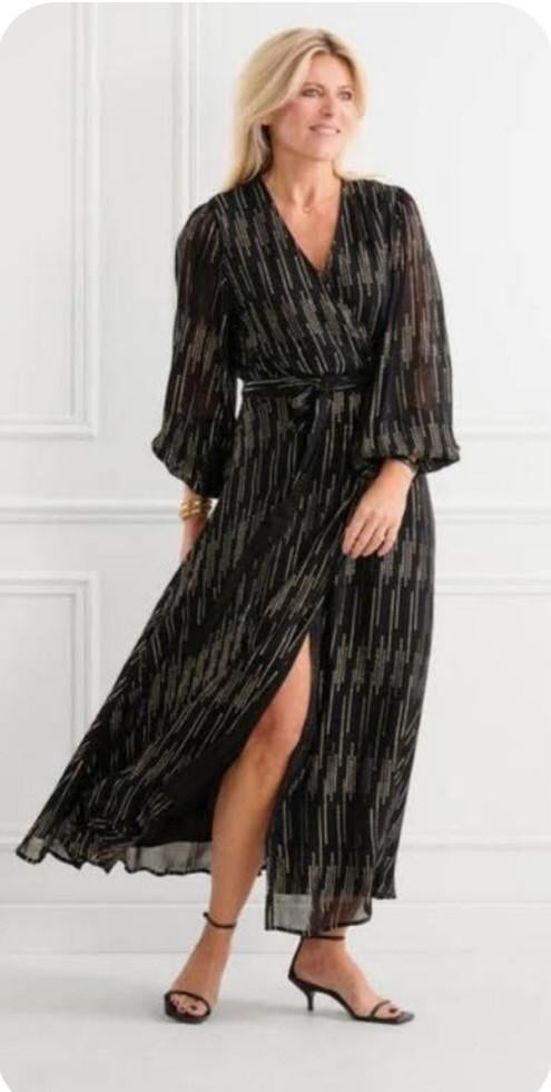 Lonneke Nooteboom maxi dress jurk zwart met goud L, Kleding | Dames, Jurken, Zwart, Maat 42/44 (L), Ophalen of Verzenden, Zo goed als nieuw
