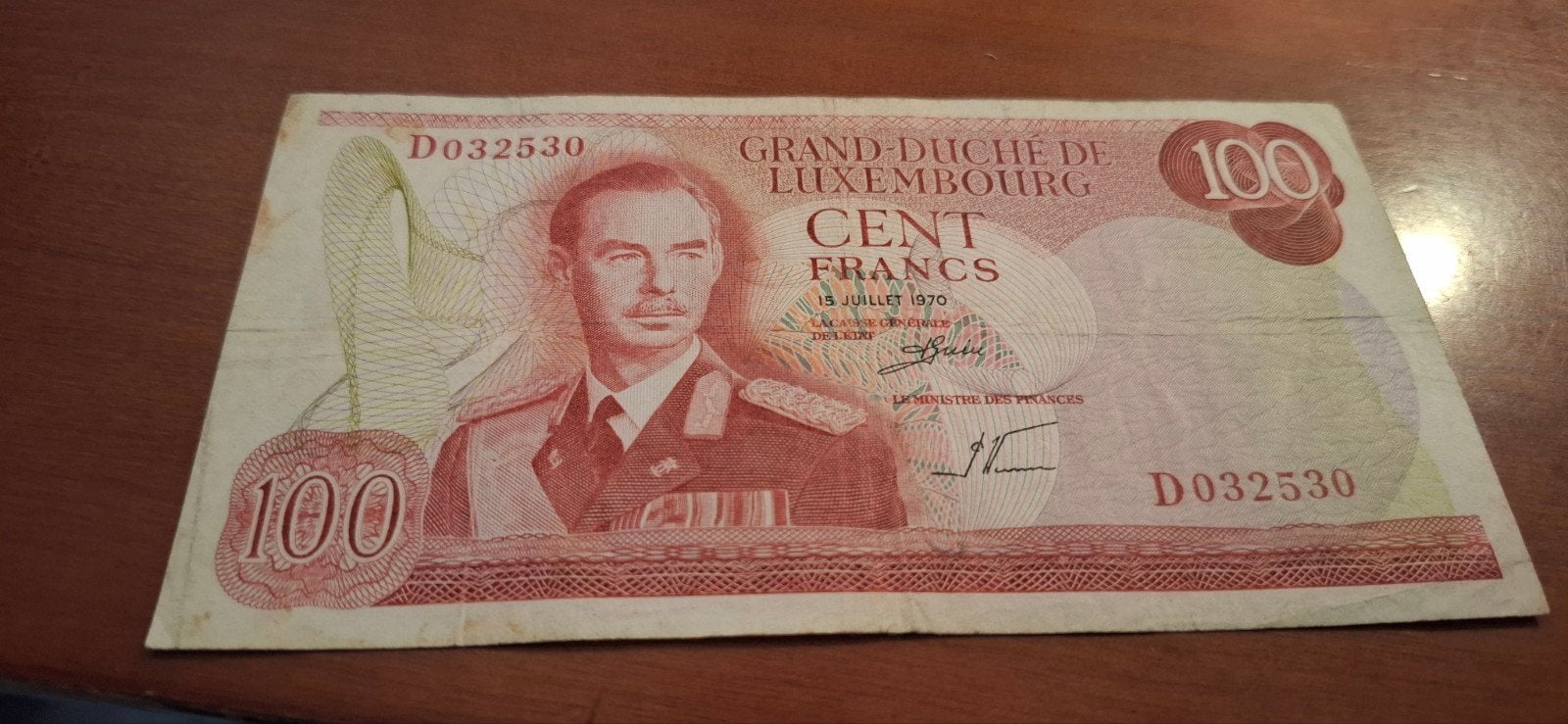 Zeldzaam 100 Frank biljet Luxemburg 1970, Postzegels en Munten, Bankbiljetten | België, Ophalen of Verzenden, Los biljet