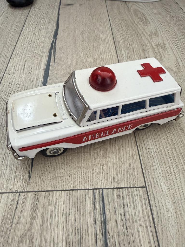 Vintage blikken speelgoed ambulance – retro tin toy, Antiek en Kunst, Ophalen of Verzenden