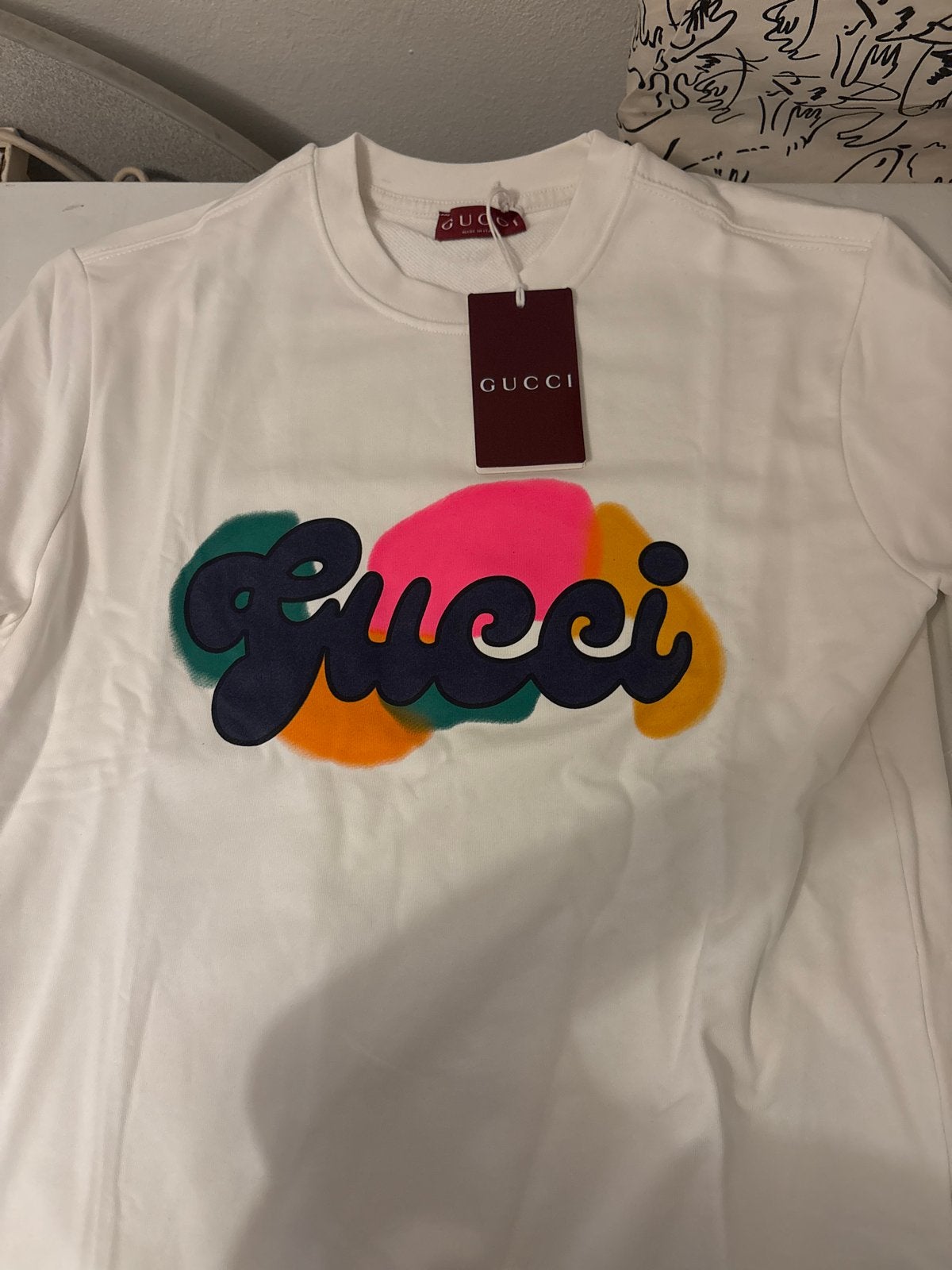 Gucci sweatshirt met kleurrijk logo - Maat L, Wit, Maat 42/44 (L), Nieuw, Ophalen of Verzenden