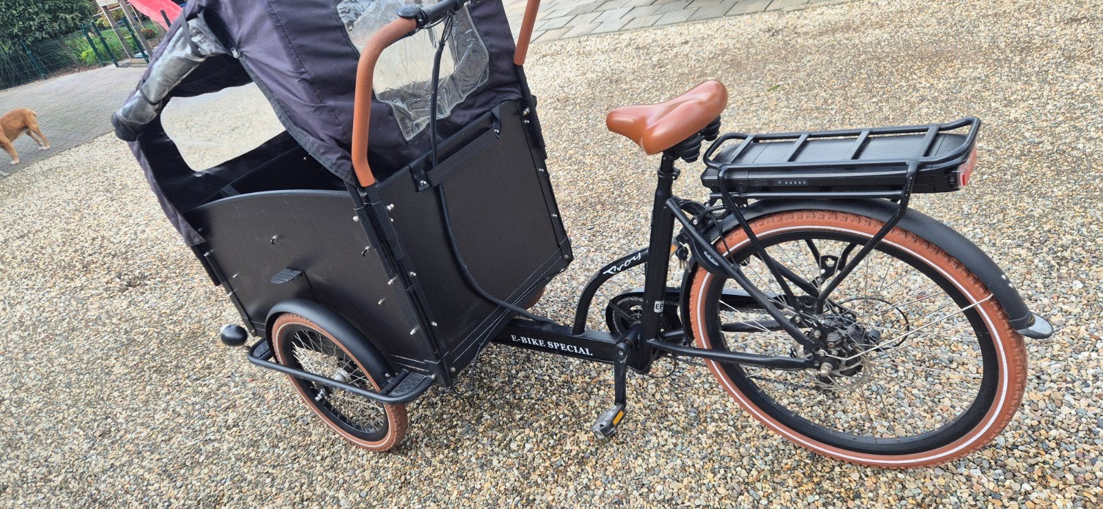 Troy E-Bike Special Bakfiets - Elektrisch met Huif, Overige merken, 4 kinderen of meer, Ophalen of Verzenden, Zo goed als nieuw