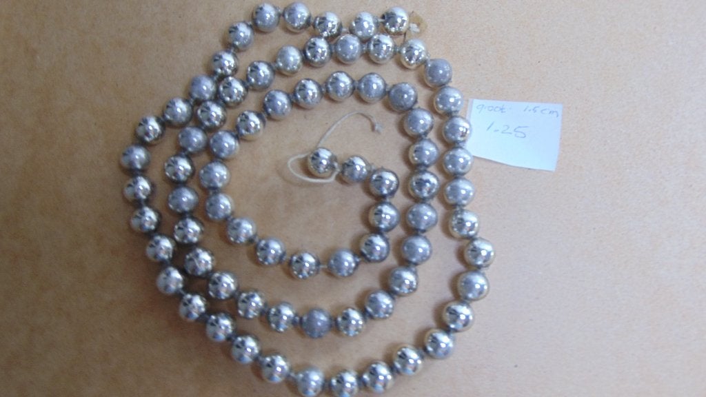 Kerst Antieke Zilveren Glazen ketting met grote kraal, Ophalen of Verzenden, Gebruikt