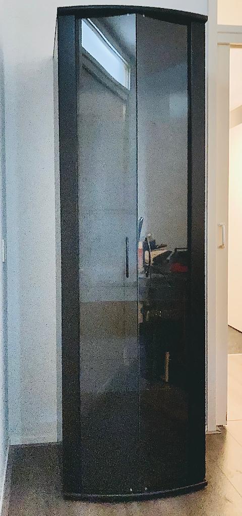 2-deurs Vitrinekast zwart, Ophalen, Glas, 50 tot 100 cm, 150 tot 200 cm