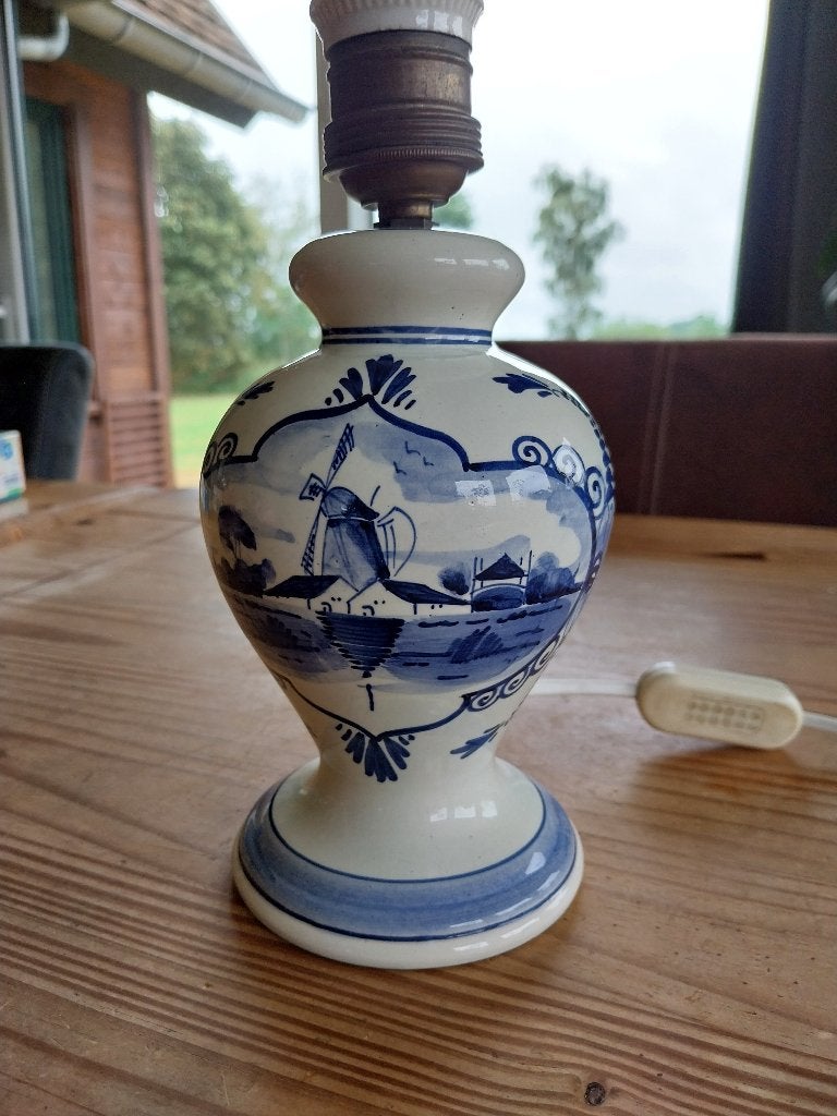 Delfts blauw lampje, Huis en Inrichting, Lampen | Tafellampen, Overige merken, Vintage, Keramiek, Met schakelaar