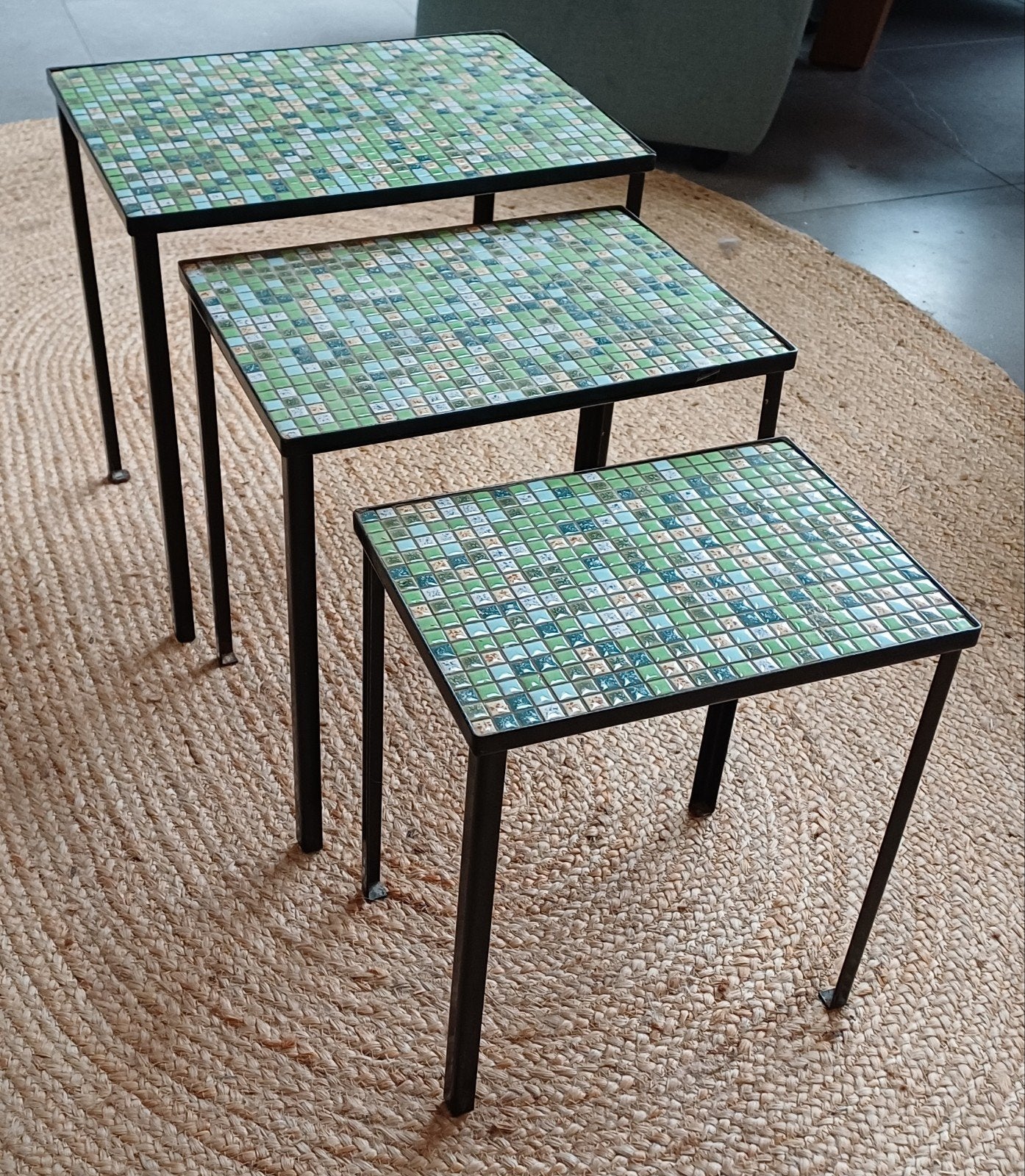retro sixties mozaiek tafeltjes, Antiek en Kunst, Ophalen