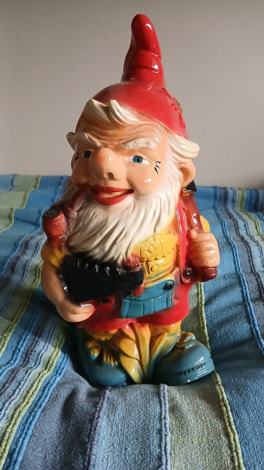 Vintage stenen tuinkabouter met Pijp, Verzamelen, Ophalen of Verzenden, Zo goed als nieuw, Dier