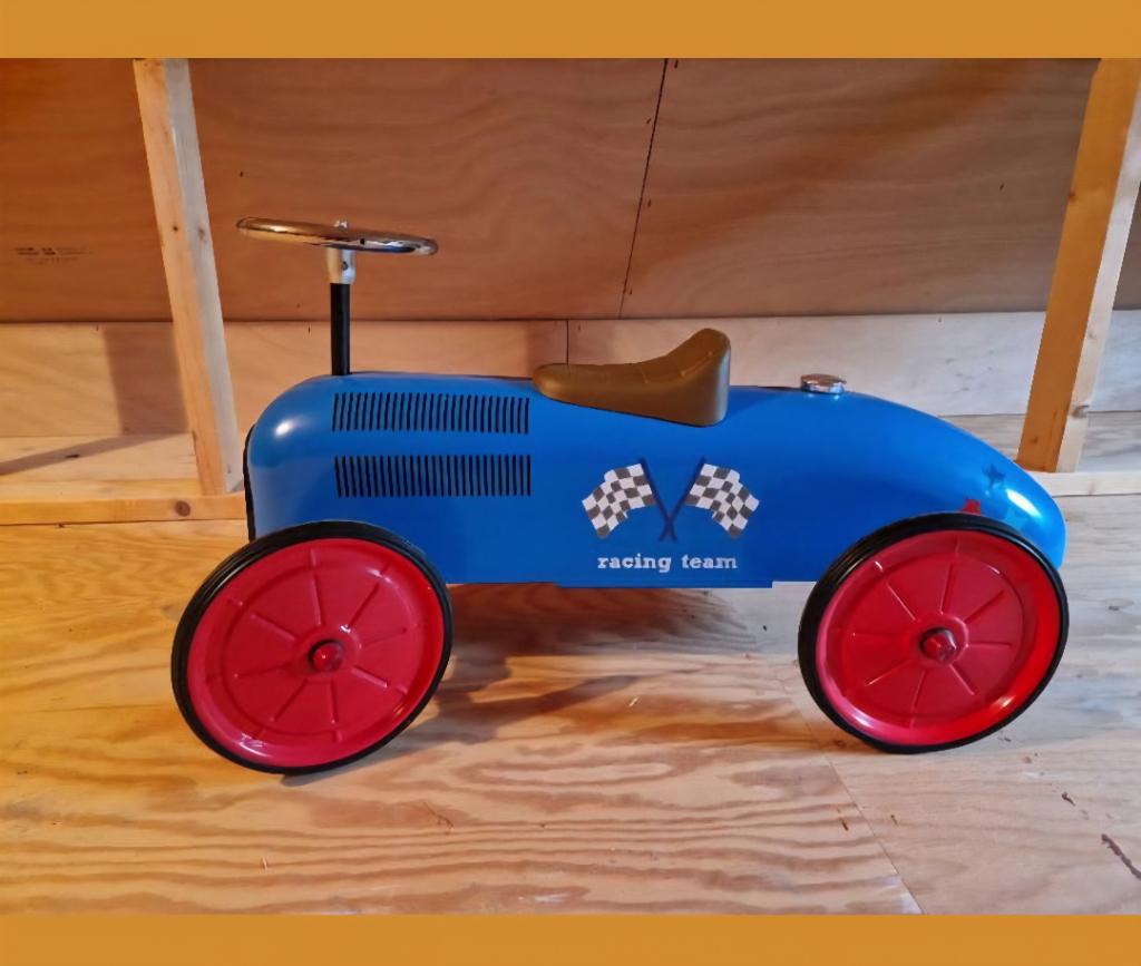 Loopauto racer retro, Kinderen en Baby's, Speelgoed | Buiten | Voertuigen en Loopfietsen, Ophalen, Zo goed als nieuw, Loopvoertuig