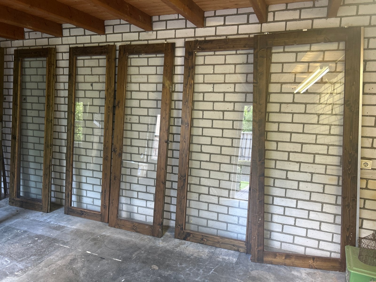 Houten deuren met glas en jaloezieën, Doe-het-zelf en Verbouw, Ophalen, Gebruikt, 80 tot 100 cm, Binnendeur