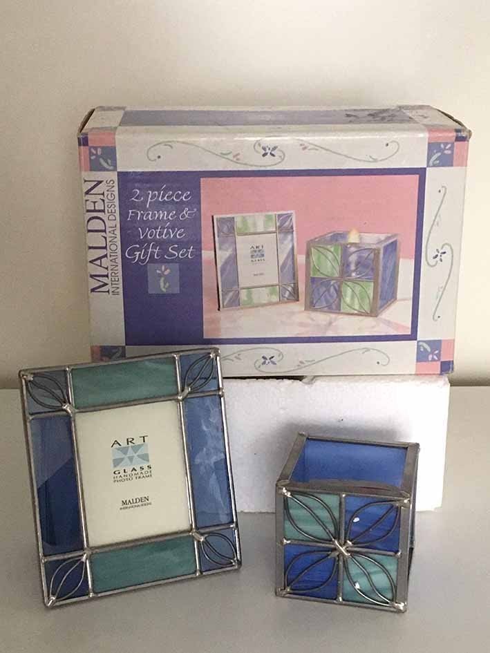 Malden Glas Handgemaakt Gift Set fotolijst & Votief Houder, Meerkleurig, Overige stijlen, Nieuw, Ophalen of Verzenden