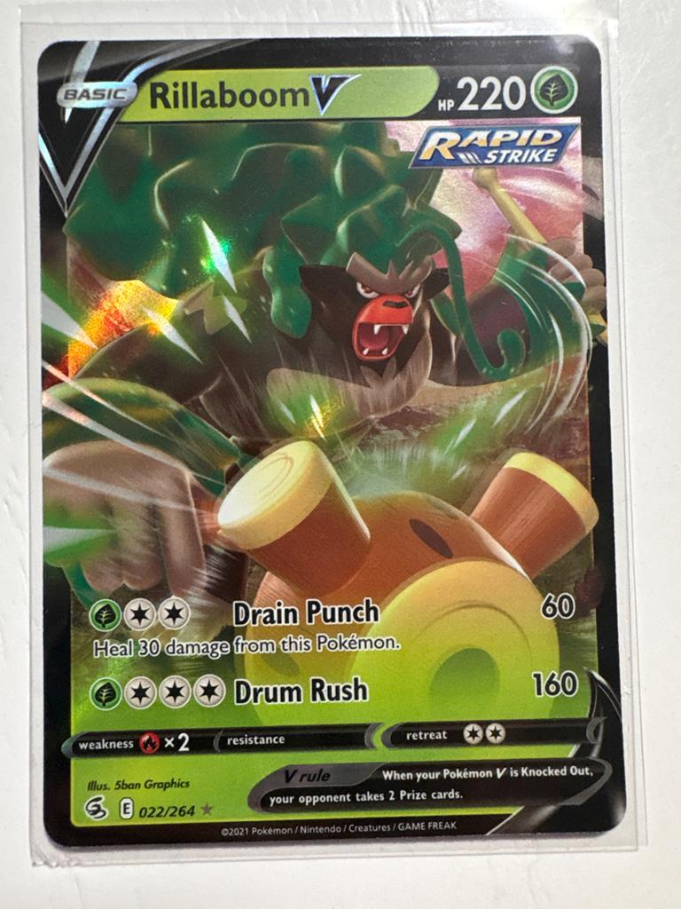 Rillaboom V Pokémon Kaart - Rapid Strike (022/264), Ophalen of Verzenden, Zo goed als nieuw, Losse kaart