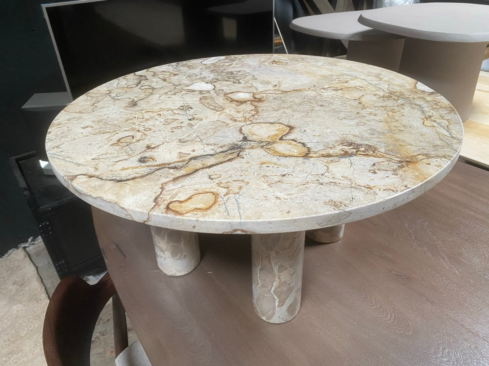 Bijzettafel van echt marmer - 70x36 cm, Huis en Inrichting, Ophalen, Rond, Nieuw, 55 tot 75 cm