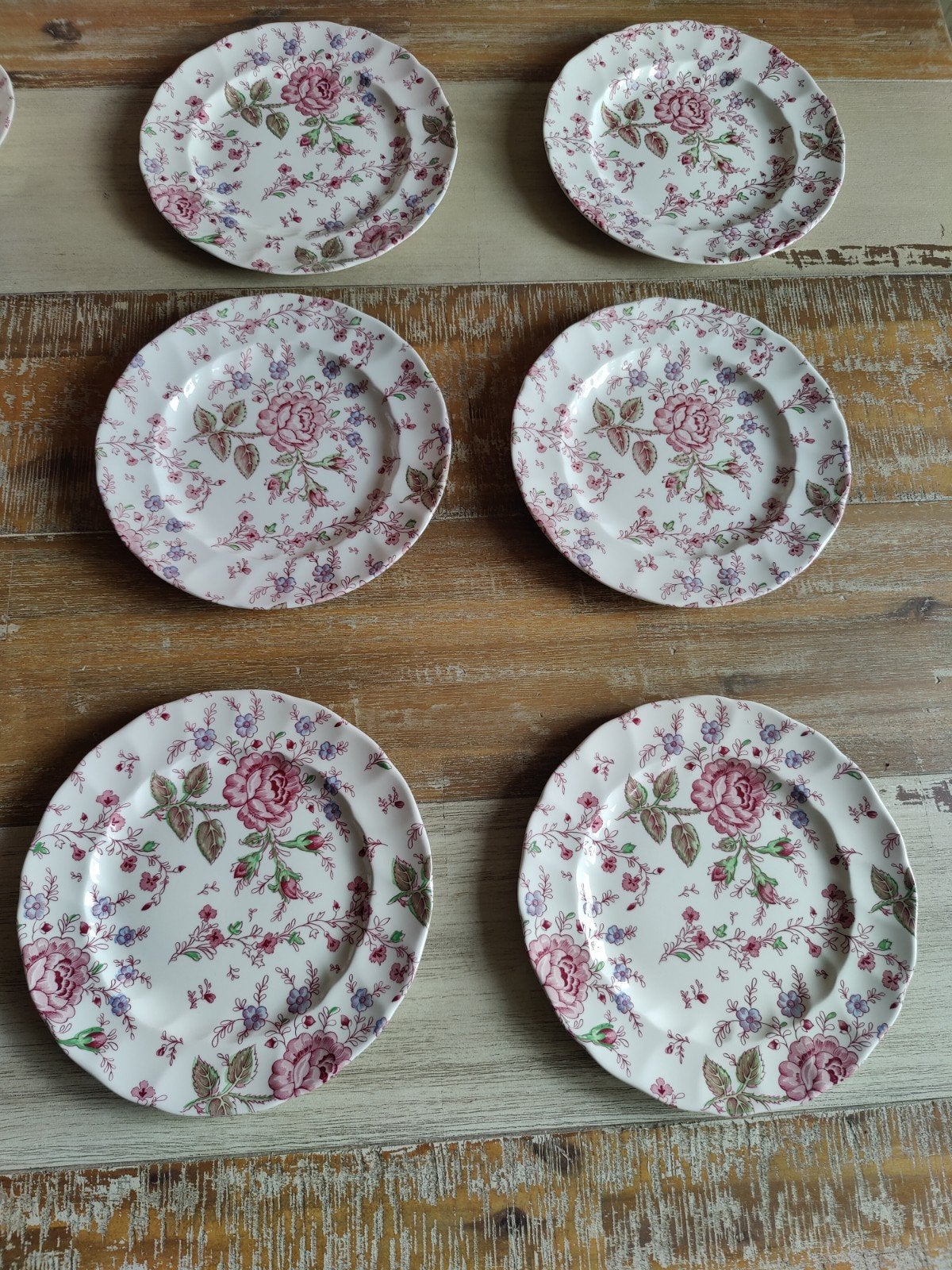 6 Johnson brothers Rose chintz ontbijtborden, Ophalen of Verzenden