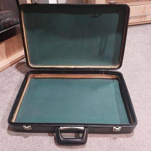 Oude zwarte diplomaat,houten binnenafwerking58x36x10,5cm, Ophalen of Verzenden