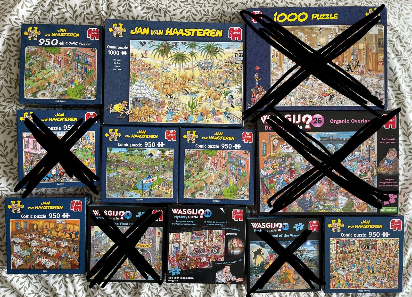 Grote collectie Jan van Haasteren en Wasgij puzzels, Ophalen of Verzenden, 500 t/m 1500 stukjes, Gebruikt, Legpuzzel