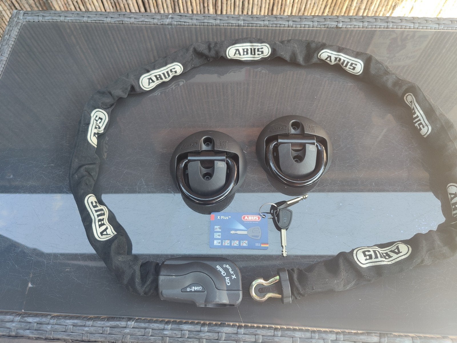 ABUS City Chain X-Plus kettingslot met Vinz Locks ankers, Ophalen of Verzenden, Zo goed als nieuw, Kettingslot