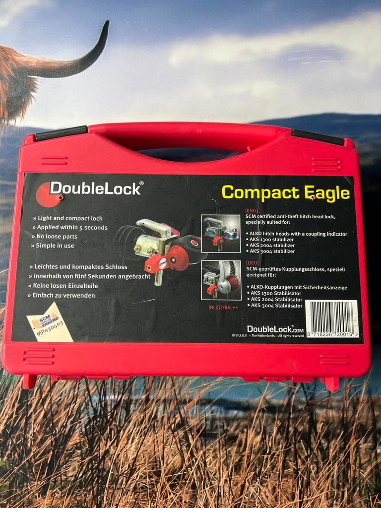DoubleLock Compact Eagle SCM gekeurd disselslot, Caravans en Kamperen, Ophalen, Zo goed als nieuw