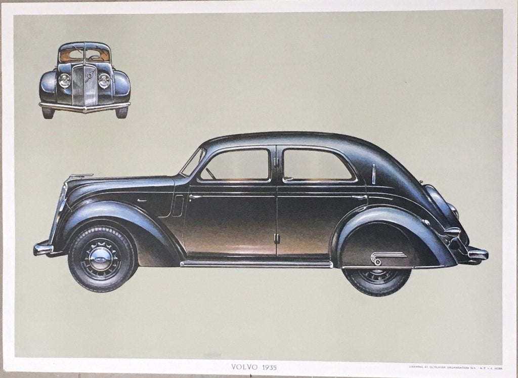 Poster, prent. Volvo. PV36 44x32 cm A.v/d Hoek Olyslagers., Ophalen of Verzenden, Zo goed als nieuw, Auto's