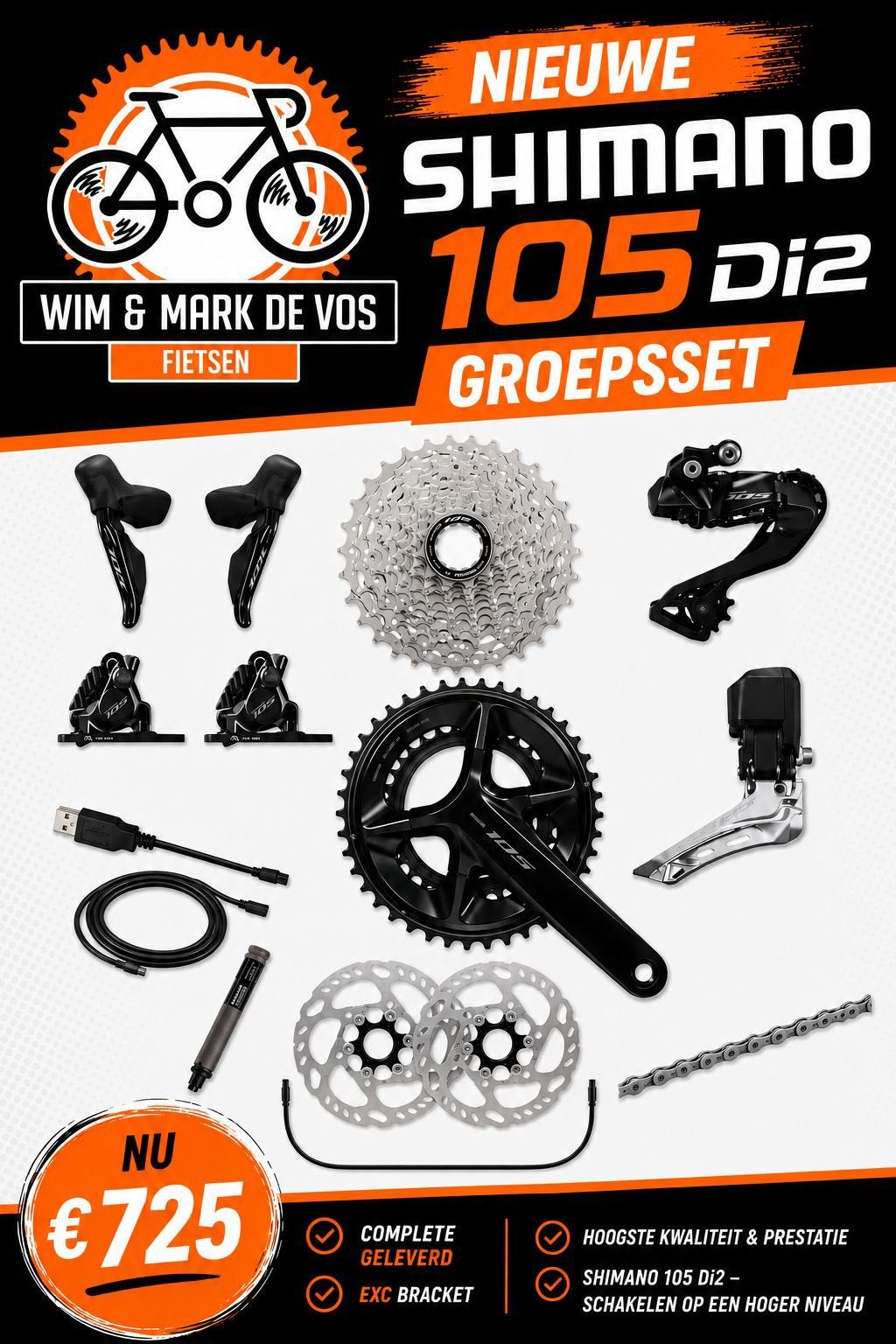 Nieuwe shimano 105 di2 groepen €725,-, Fietsen en Brommers, Ophalen, Zo goed als nieuw