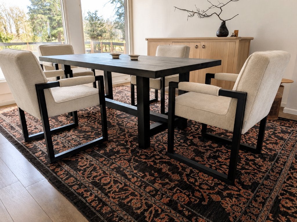 Richmond Interiors 4 stoelen / Eettafel Frans 200cm, Huis en Inrichting, Ophalen, Zo goed als nieuw, Japandi, 4 tot 6 stoelen