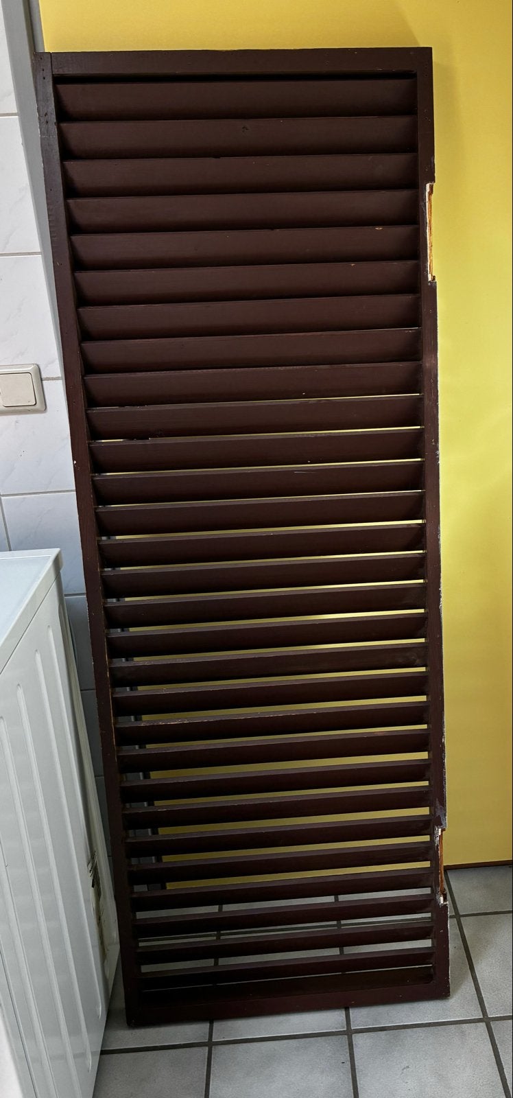 Houten Louvredeur - Bruin, Gebruikt, 80 tot 100 cm, Binnendeur, Ophalen of Verzenden