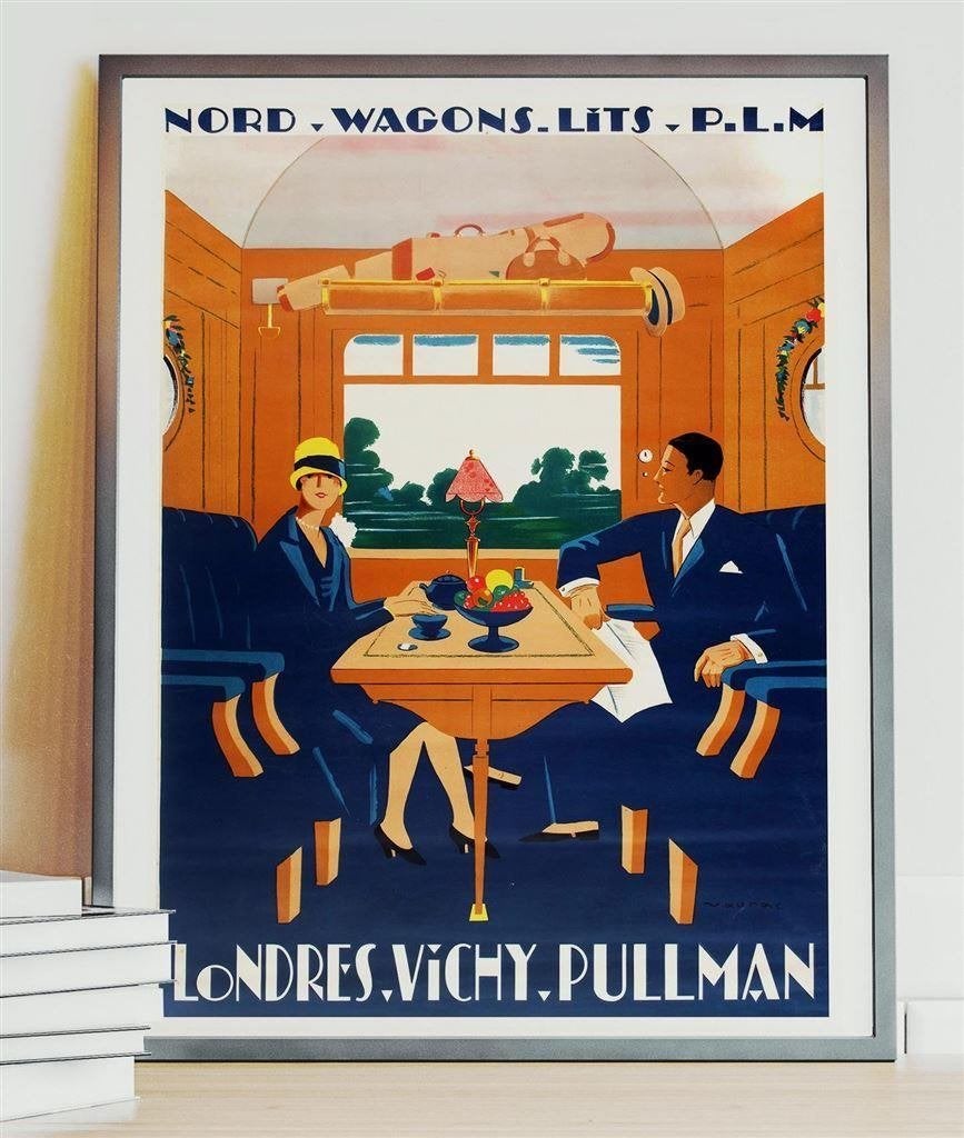 Grote Poster Pullman Express plm trein affiche art deco