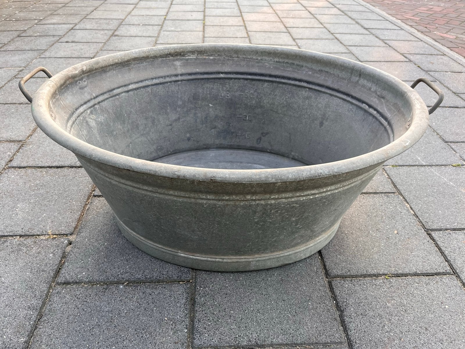 Antieke zinken teil Vintage wasbak met handvatten, Ophalen