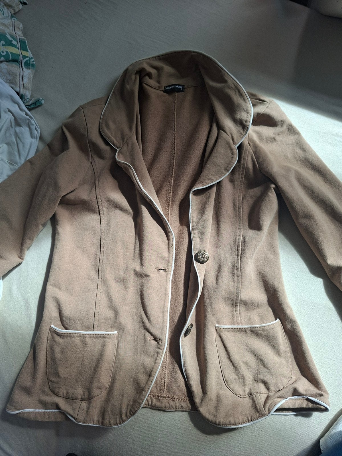 Angelle-Milan blazer jasje maat L, Beige, Ophalen of Verzenden, Gedragen, Maat 42/44 (L)
