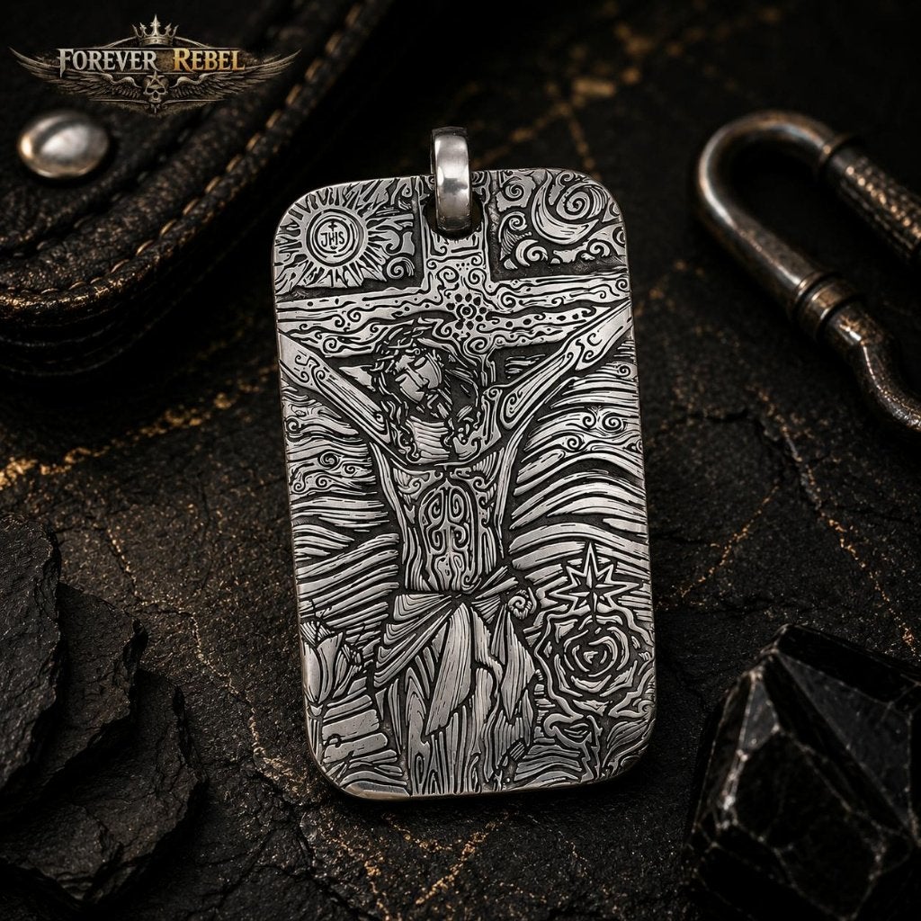 The Inked Crucifix - 925 Zilver, Foreverrebelmail@pm.me, Verzenden, Kruis of Symbool, Zilver