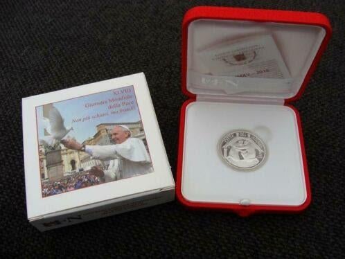 5 euro Vaticaan 2015 - Wereldvredesdag (Proof), Postzegels en Munten, Munten | Europa | Euromunten, Vaticaanstad, Setje, Zilver