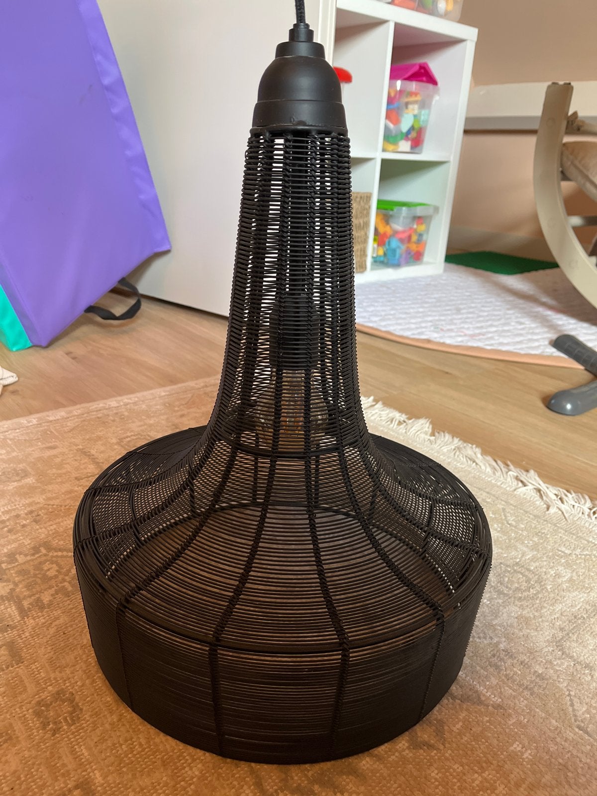 Zwarte draadlamp - Sfeervolle verlichting, Huis en Inrichting, Ophalen, Zo goed als nieuw, Metaal