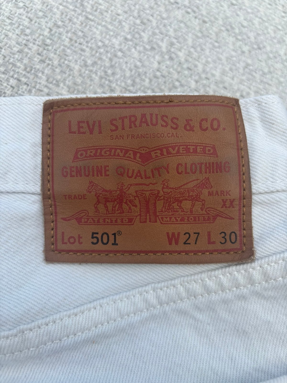 Levi's 501 W27 L30 witte relaxed fit jeans, Ophalen, Gedragen, Wit, W32 (confectie 46) of kleiner