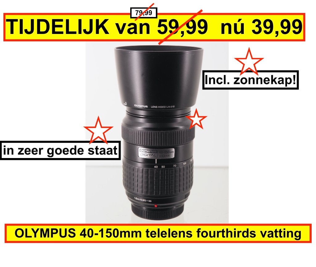 Olympus 40-150mm 3.5-4.5 fourthirds TYPE 1 (nr.2), Audio, Tv en Foto, Fotografie | Lenzen en Objectieven, Gebruikt, Handmatige focus