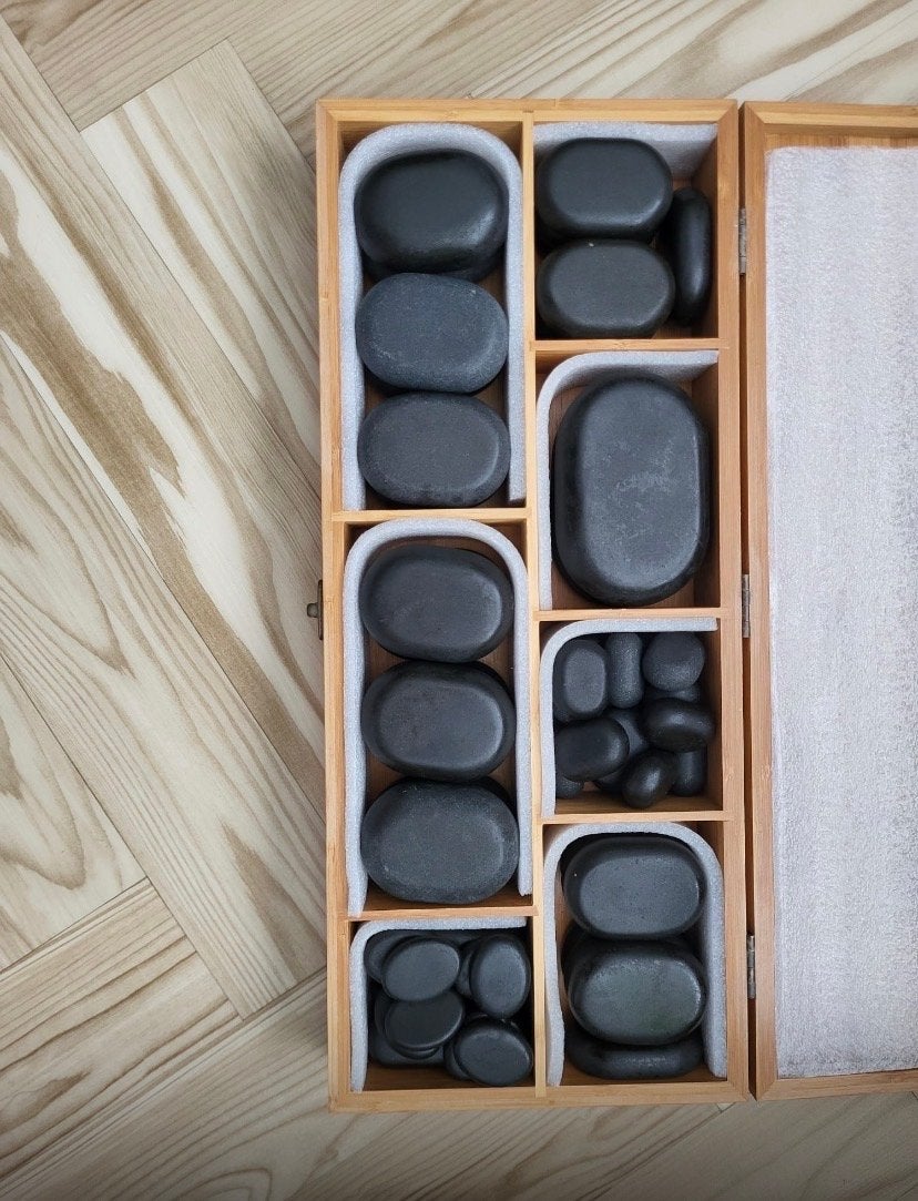 Hotstone massage set met heater - weinig gebruikt, Ophalen, Zo goed als nieuw, Hotstone