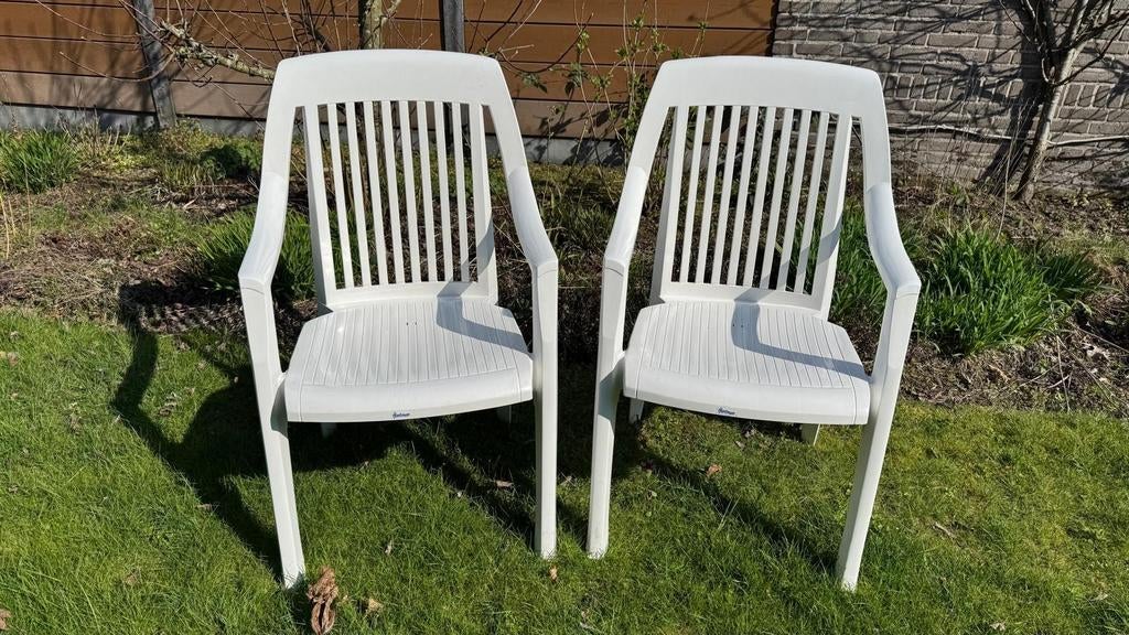 Hartman witte tuinstoelen, stapelbaar, Ophalen, Kunststof, Stapelbaar