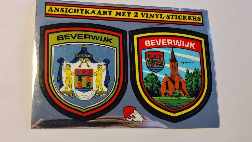 Beverwijk ANSICHTKAART MET 2 VINYL-STICKERS Wijkertoren, Ophalen of Verzenden