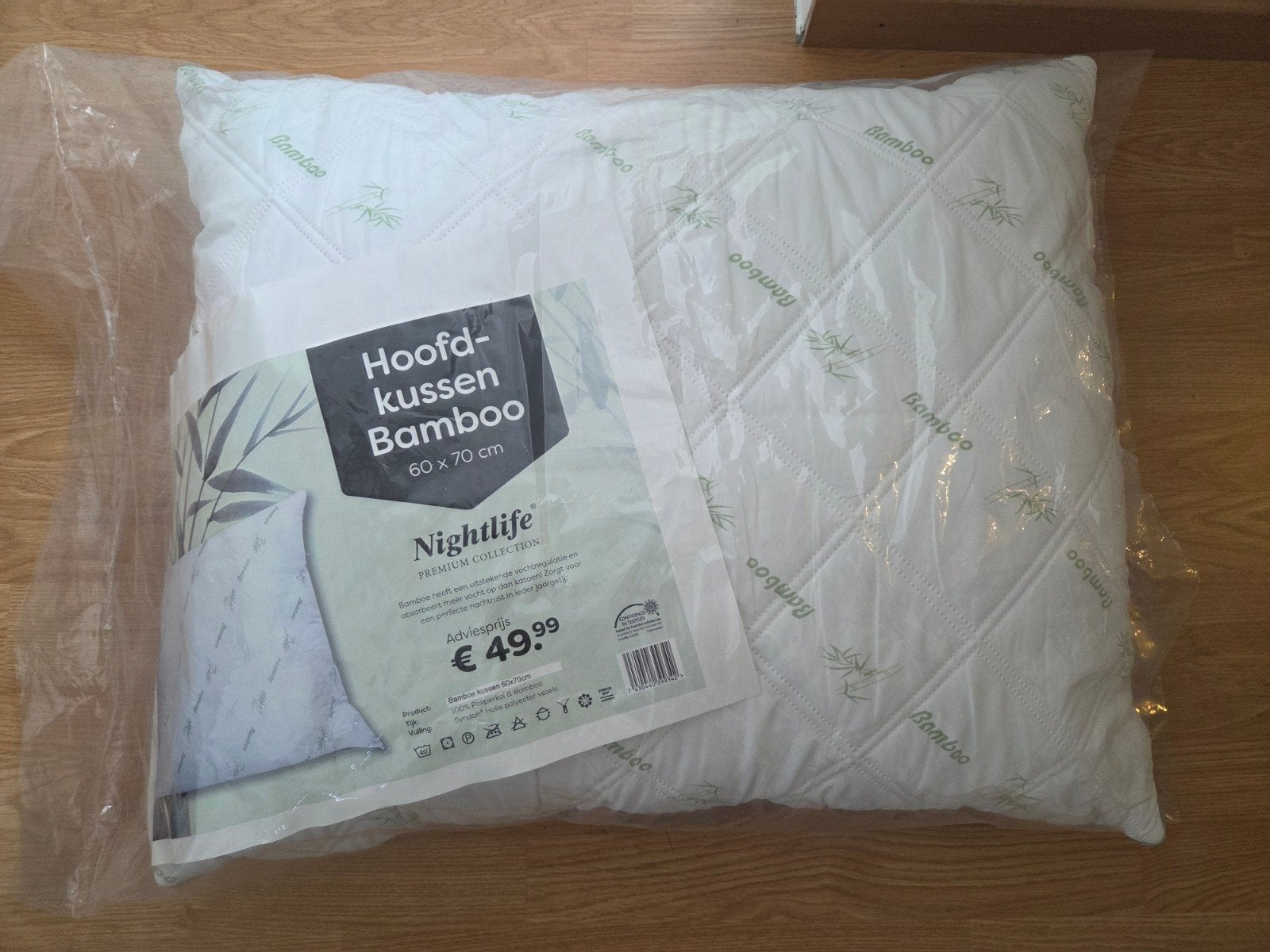 Nightlife Hoofdkussen Bamboo 60x70 cm, Eenpersoons, Wit, Nieuw, Ophalen of Verzenden