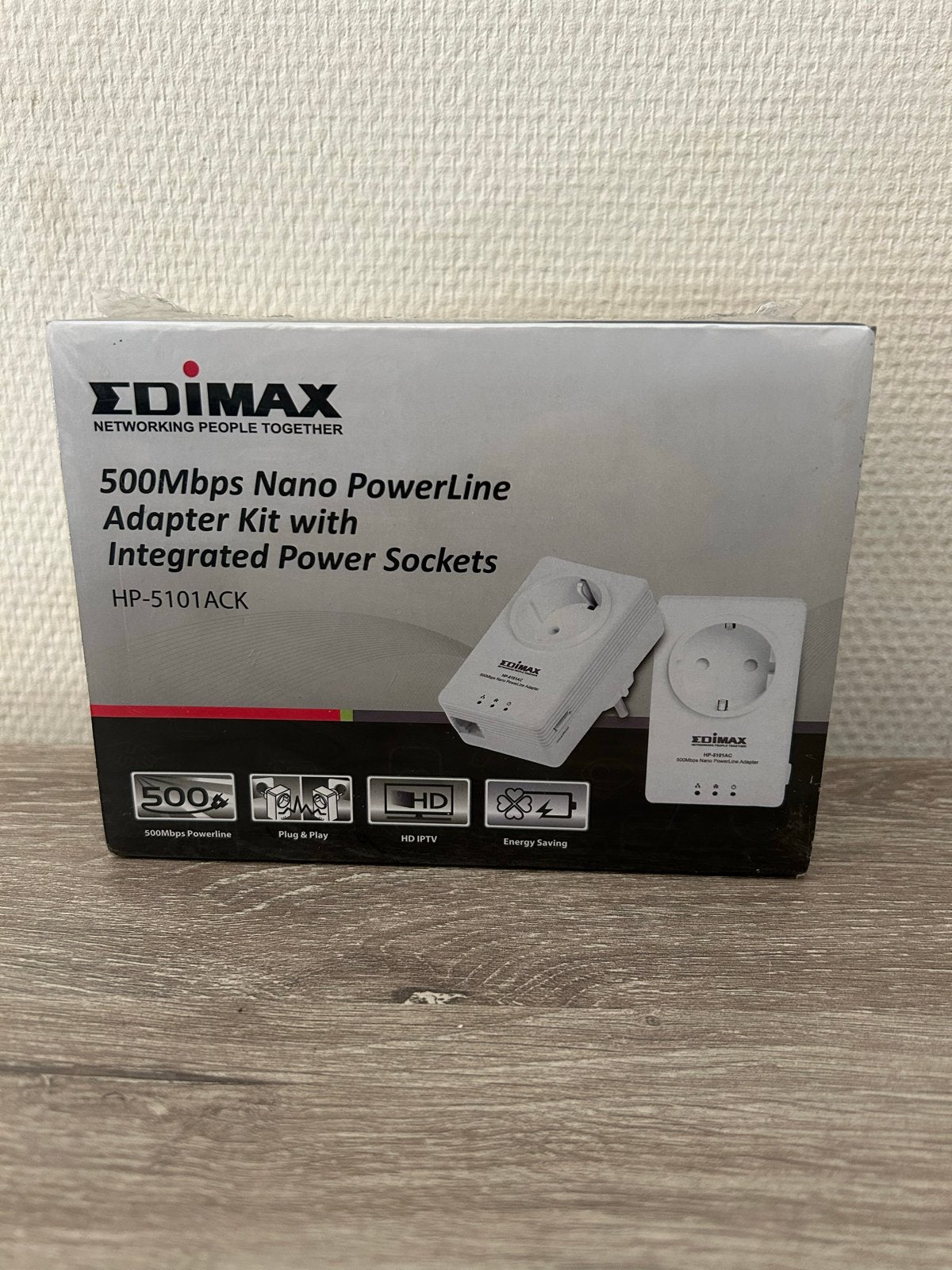 EDIMAX 500Mbps Powerline Adapter Kit met stopcontact, Computers en Software, Powerlines, Ophalen of Verzenden, Nieuw