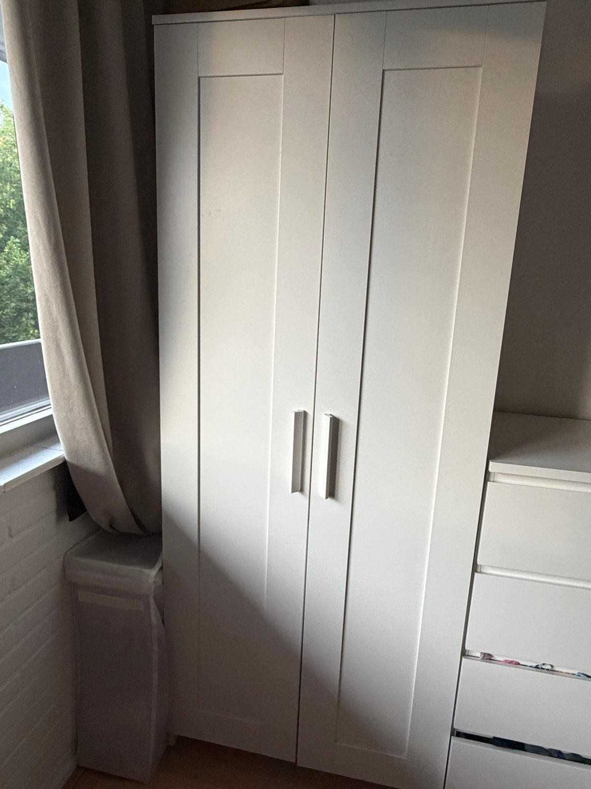 Witte IKEA BRIMNES kledingkast met hangruimte en planken, Ophalen, Gebruikt, 50 tot 100 cm, 150 tot 200 cm