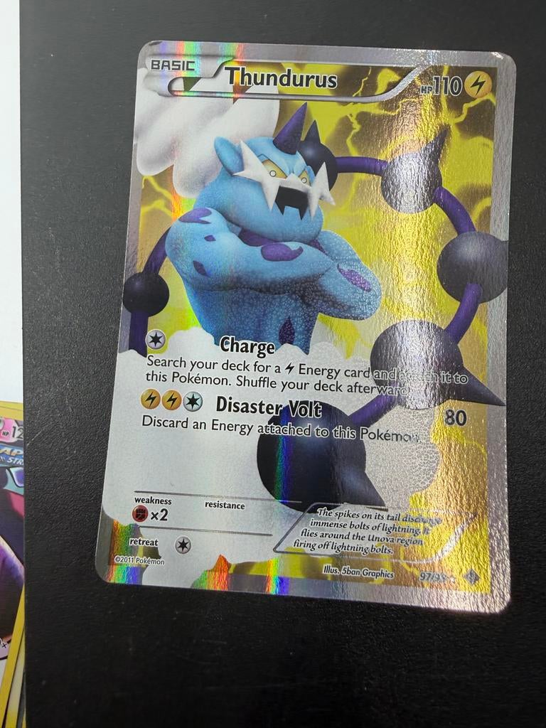 Thundurus Pokémon Kaart - Zeldzaam Foil Exemplaar, Ophalen of Verzenden, Gebruikt, Losse kaart, Foil